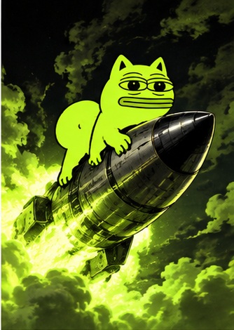 Mascot riding a rocket