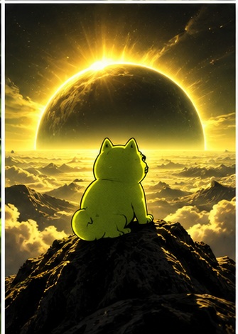 Mascot watching an eclipse